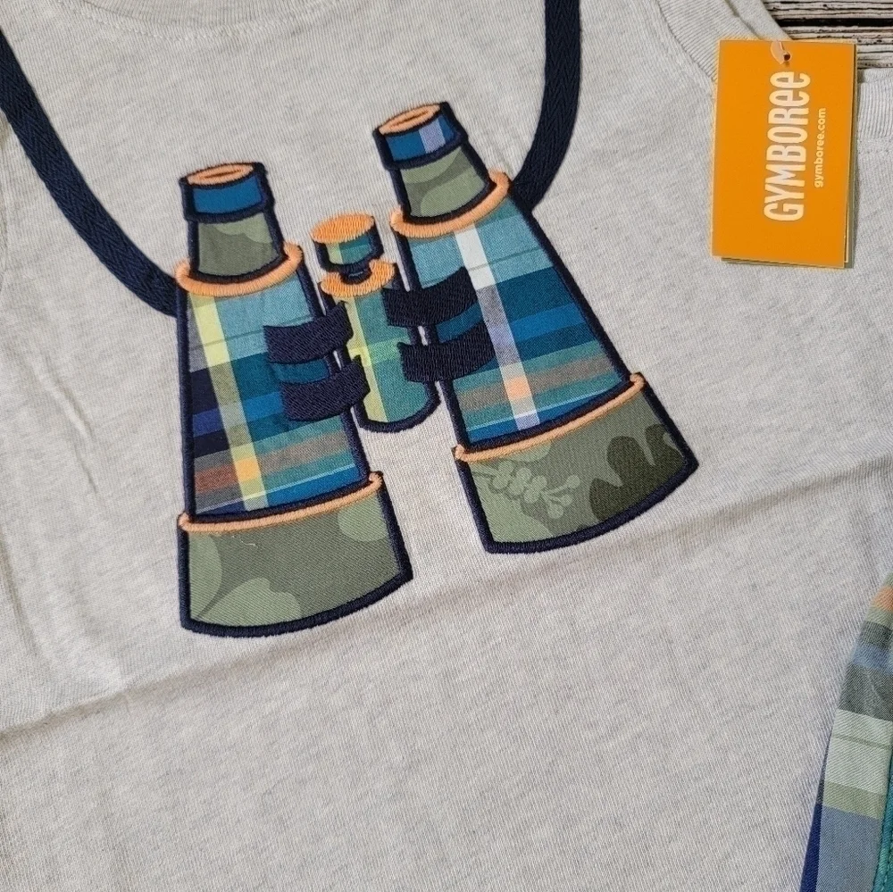 Zoo Trip Outfit Embroidered Binoculars Tank Top Plaid Shorts NWT